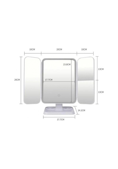 Siyah Renkli 2 Kapaklı,3 Farklı Dokunmatik Led Ayarlı Usb Şarj İle Şarj Olabilen Makyaj Aynası 5468 Çok Renkli