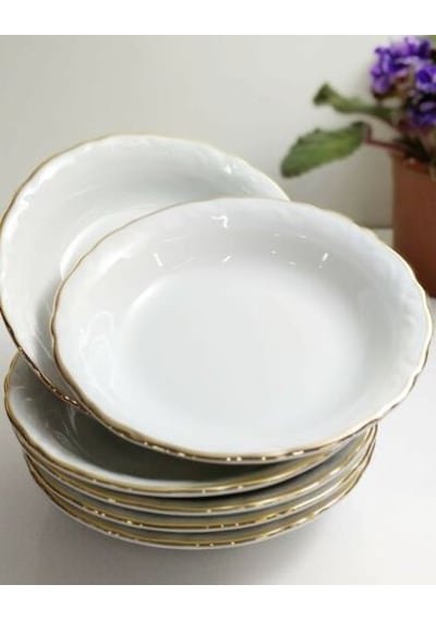 Porland 6'lı Altın Yaldızlı 13 Cm Porselen Çukur Tabak