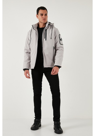 Buratti Regular Fit Çıkarılabilir Kapüşonlu Cepli Erkek Mont 497Albert Taş