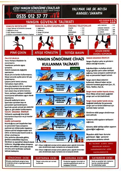 Dijital Baskılı Yangın Uyarı Talimatı Levhası