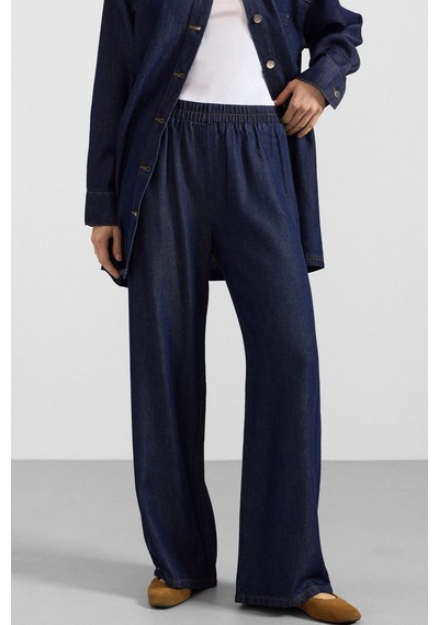 Olcay Metal Düğmeli Soft Denim Ceket Pantolon Koyu Mavi 9401-tk