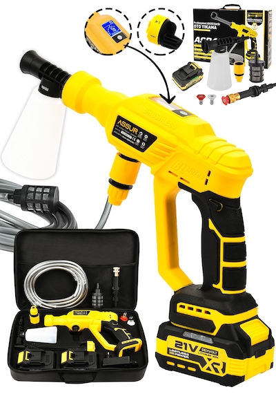 Assur ASR432 21V Çift Akülü Basınçlı Yıkama Sarı