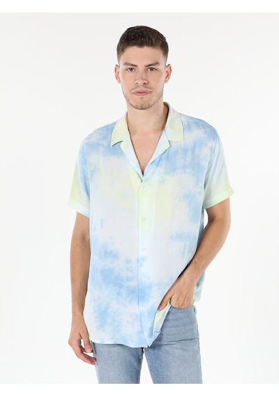 Colin's Regular Fit Shirt Neck Baskılı Mavi Erkek Kısa Kol Gömlek CL1059262_Q1.V1_BLE Mavi
