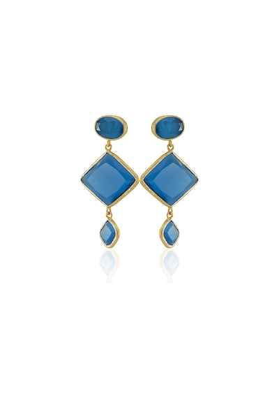 Kadir Jewellery 22 Ayar Altın Kaplama Kadın Sallantılı Küpe -el İşçiliği Ve Hipoalerjenik Küpe Koyu Mavi 55450200