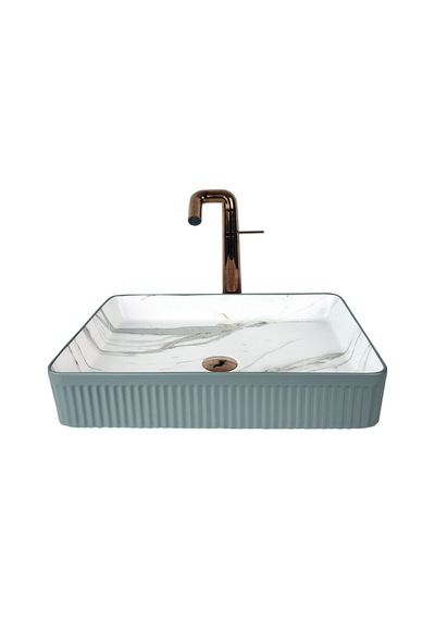 Marmo 50 Cm Mat Gri Calacatta Tezgah Üstü Çanak Lavabo Renkli