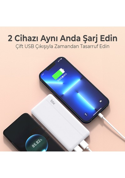 Bix Bxpb108 10000mah Çift Usb-a Çıkışlı Portatif Powerbank Beyaz
