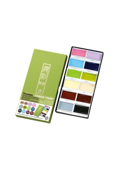 Zig Kuretake Gansai Tambi Profesyonel Japon Sulu Boya 12 Renk Mc20/12V-2