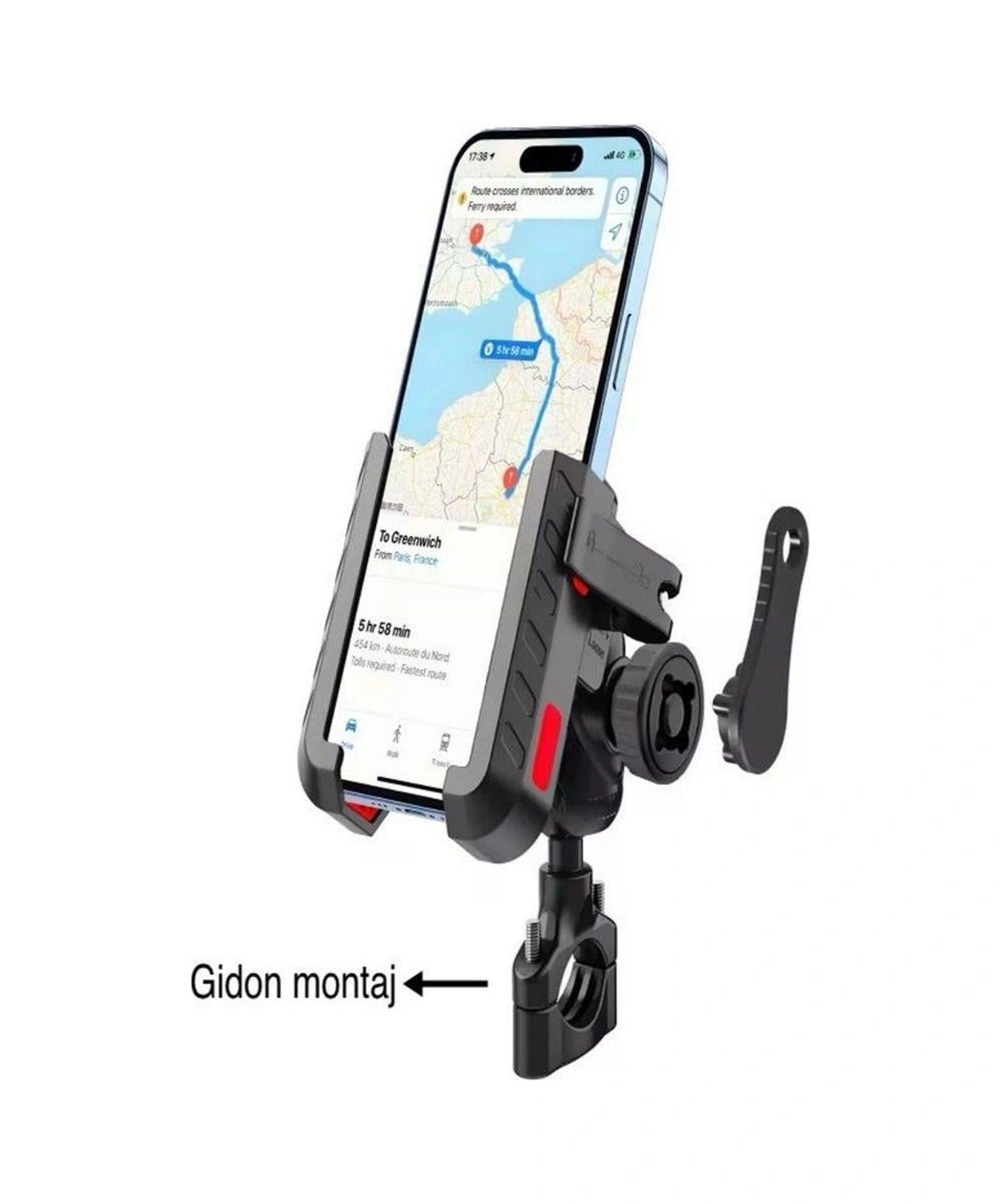 Titreşim Engelleyici 360 Döner Motosiklet Telefon Tutucu, Gidon Bağlantılı, 4 -6.9 Uyumlu Dayanıklı Tutacak-1464