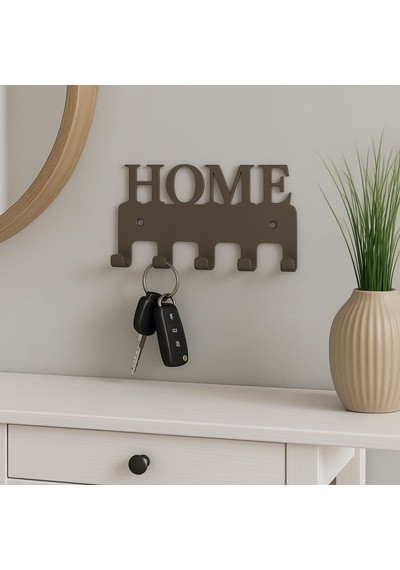 Lunoart Home Yazılı Metal Anahtarlık Askısı Duvar Tipi Anahtar Organizer Vizon