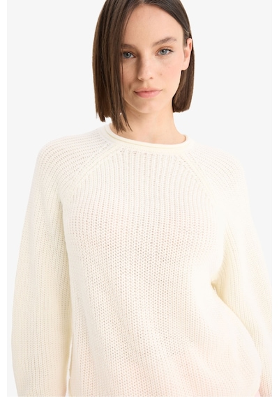 Defacto Coool Regular Fit Bisiklet Yaka Triko Kazak L2567az25wner98 Ekru