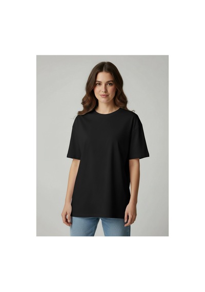 Lyvean Bisiklet Yaka Oversıze Kısa Kollu Tshirt Siyah
