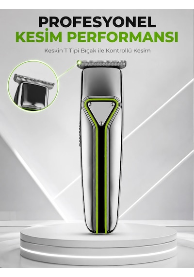 Şarjlı Saç Sakal Tıraş Makinesi T Başlıklı 1 2 3 Mm Taraklı Kablolu Ve Kablosuz Kullanım 1.5 Saat