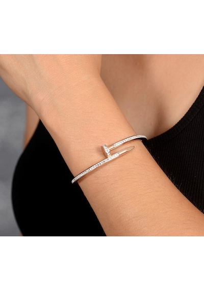 Ottoman Taş Işlemeli Rose Renk Kadın Çivi Model Bileklik Cbltasıs Rose Gold