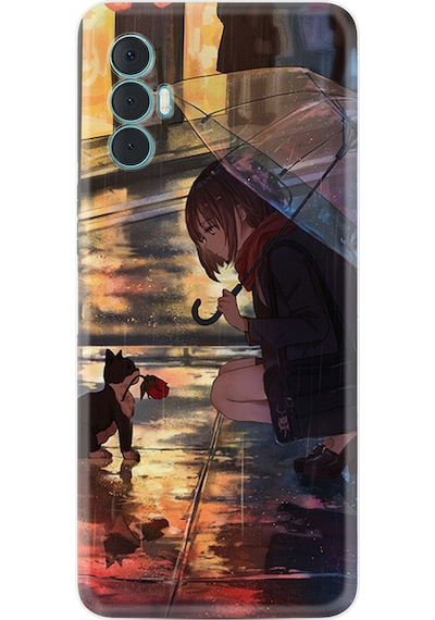 Tecno Spark 8 Pro Kılıf Silikon Desen Kız Ve Kedi 1762