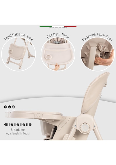 Elele Cibo 2in1 Katlanabilir Bebek Mama Sandalyesi Çift Pedli 0+ Ay Yeşil