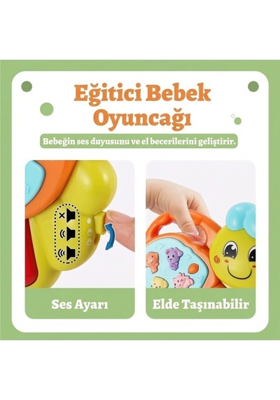 Eğitici Işıklı Müzikli İnteraktif Tırtıl Bebek Piyanosu - Hayvan Sesli Duyusal Gelişim Oyuncağı