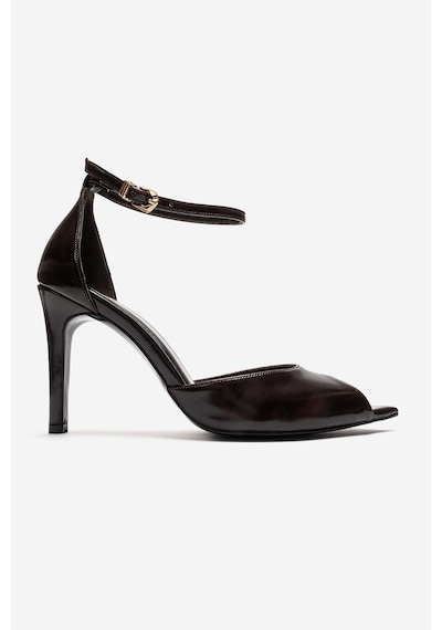 Luvishoes Dona Kahverengi Cilt Kadın İnce Topuklu Ayakkabı