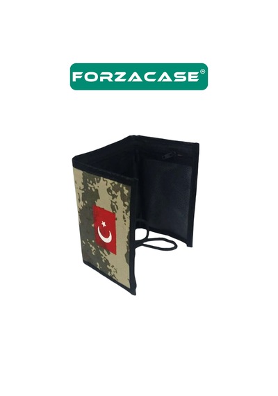 Forzacase 4 Göz İç Fermuarlı Boyun Asmalı Asker Cüzdanı - Fc616 Siyah - Yeşil - Kırmızı