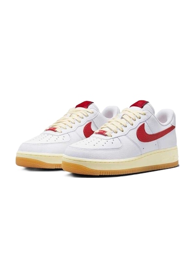 Nike Air Force 1 '07 Leather White Hakiki Deri Unisex Sneaker Ayakkabı Beyaz Kırmızı Swoosh Nike Air Force 1 '07 Leather White Hakiki Deri Unisex Sneaker Ayakkabı Beyaz Kırmızı Swoosh