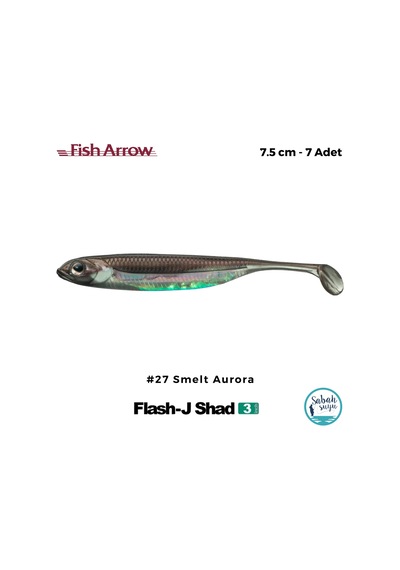 Fish Arrow Flash J Shad 7.5cm 3'' 27 Smelt Aurora Silikon Balık 7 Adet