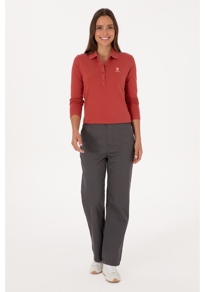 U.S. Polo Assn. Kadın Kiremit Basic Polo Yaka Sweatshırt 50307755-VR026