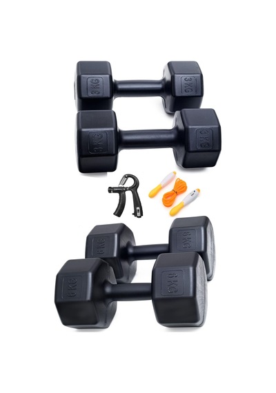 Besinistanbul 18 Kg Dambıl Set 6kg X2 3kg X2 Sayaçlı Ayarlanabilir El Yayı + Sayaçlı Atlama İpi Siyah Diğer