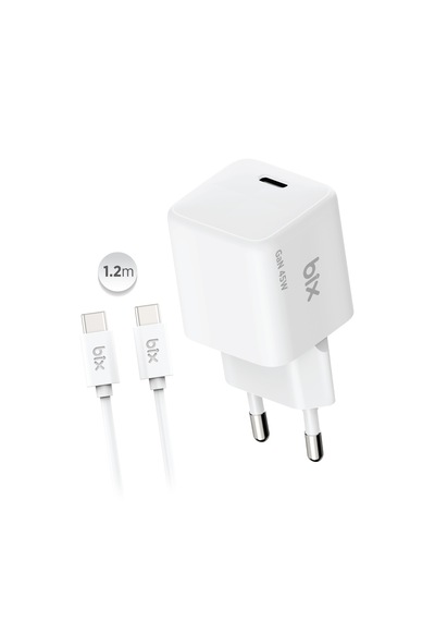 Bix Bx1p46g Gan 45w Type-c Pps/avs Destekli Hızlı Şarj Cihazı Ve 1.2 Metre 3a Type-c Kablo Beyaz