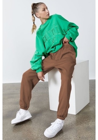 Madmext Kadın Camel Beli Lastikli Oversize Eşofman Altı Mg1235 Camel