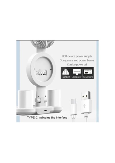 Multifonksiyonel 4 Başlıklı 3 Renk Ve Ton Ayarlı Masa Lambası Kalemlik Saat Takvim Sıcaklık Göstergesi Rgb Led Işıklı 3 Hız Kademeli Vantilatör Fan Telefon Tutucu