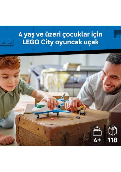 LEGO® City Yolcu Jeti 60492 - 4 Yaş ve Üzeri Çocuklar için 4 Minifigür İçeren Yaratıcı Oyuncak Yapım Seti (118 Parça)