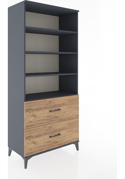 Hyperion Dolap 4 Raflı 2 Çekmeceli 88x44x195 Antrasit-çam Antrasit