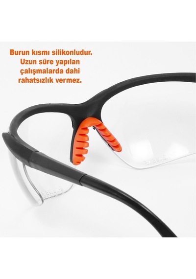 İş Güvenlik Gözlüğü Koruyucu Silikonlu Gözlük S600 Şeffaf
