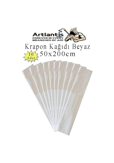 Renkli Krapon Kağıdı 50x200 Cm 10 Adet Renkli Grapon Kağıdı Okul Sınıf Etkinlik Kreş Okul Öncesi Kırapon Grafon Beyaz