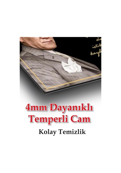 Atatürk Cam Tablo "çalışmadan, Yorulmadan Ve Üretmeden" Modern Ev Ofis Salon Kurum Hediyelik Tablo