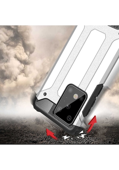 Noktaks - Samsung Galaxy Uyumlu S20 Ultra - Kılıf Çift Katman Zırh Tank Crash Military Kapak - Mavi