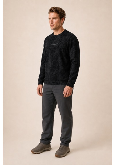 Redline Continu Erkek Kışlık Regular Fit Kışlık Bisiklet Yaka Sweatshirt Siyah