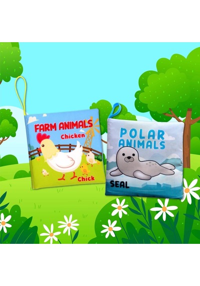 2 Kitap Tox Ingilizce Çiftlik Hayvanları ve Kutup Hayvanları Kumaş