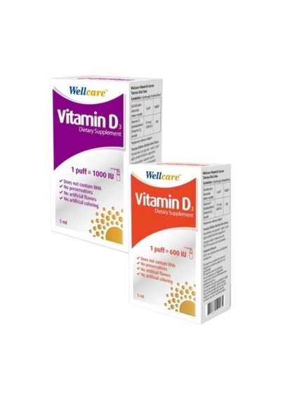 Wellcare Vitamin D3 1000 IU 5 ml + Wellcare Vitamin D3 600 Iu 5