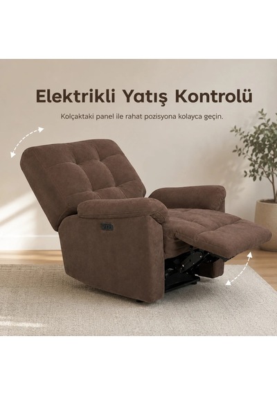 Smarto Relax Porto Comfort Elektrikli Döner Sallanan Tv Koltuğu Kontrol Panel... Kahverengi