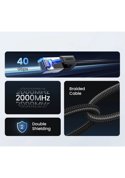 Miaxtreme Cat8 20 Metre Premium Süper Hızlı Ethernet Kablosu 40 Gigabit/s 2000mhz Metal Zırhlı Rj45 Lan Kablo