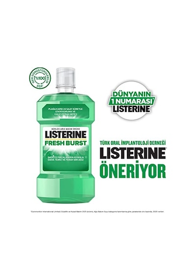 Listerine, Fresh Burst, Günlük Ağız Bakım Ürünü, Plak Oluşumu İle Savaşan Anti-bakteriyel Ağız Bakım Formülü, 250ml