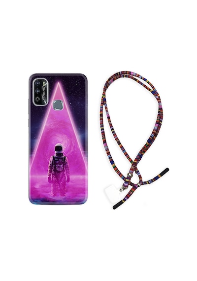 Infinix Hot 9 Play Kılıf Rasta Boyun Askılı Astro Purple2 1907