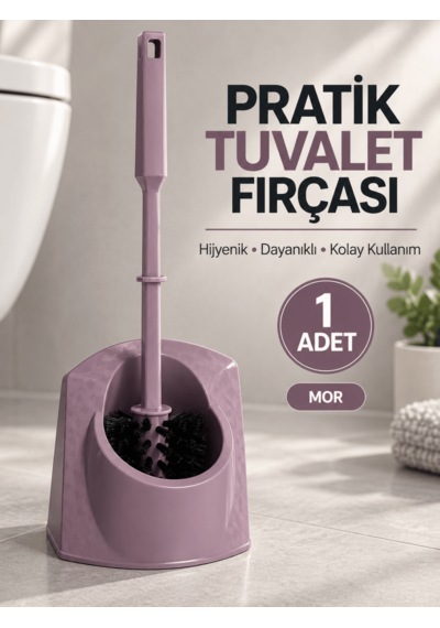 Beylini Tuvalet Klozet Fırçası Seti Wc Banyo Temizlik Fırçası Ve Kabı Mor
