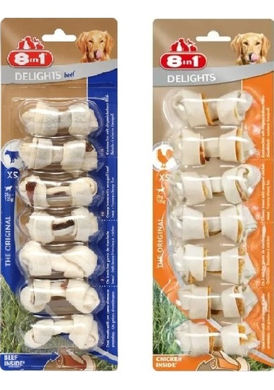 8in1 Delights Bones 2 Çeşit Karma Xs Köpek Ödül Kemiği 7 Li X 2 Adet