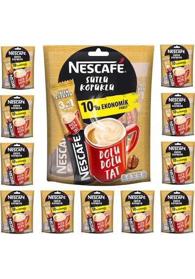 Nescafe 3'ü 1 Arada Sütlü Köpüklü Kahve 10'lu 12 x 17.4 G