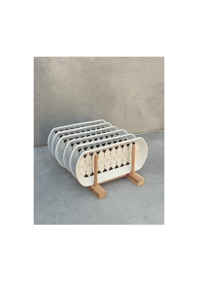 6lı Set Seramik Küçük Boy Oval Kayık Tabak Seti - 9x20cm Beyaz