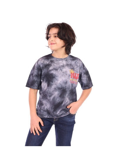 Toontoy Kids Toontoy Erkek Çocuk Baskılı Bisiklet Yaka Kısa Kollu Tişört - Tk12961 Siyah
