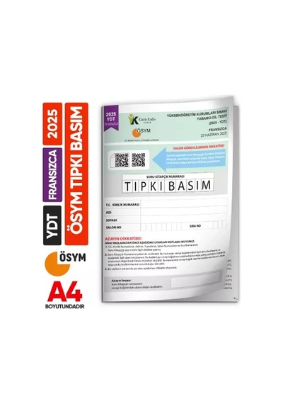2025 Yks Ydt Fransızca Ösym Tıpkı Basım Çıkmış Soru Deneme Kitapçığı Türkiye Genel