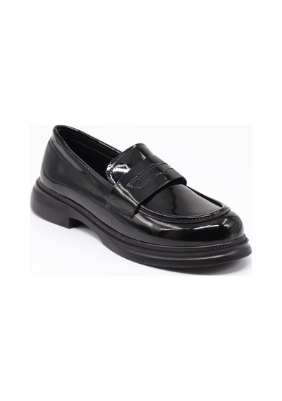 Nesilshoes Nesil Shoes Dvm 2530 Siyah Rugan Maskulen Kadın Loafer