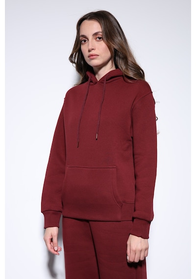 Antioch Kapüşonlu Basic Kadın Sweatshirt Bordo